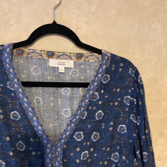 Lucky Brand Navy and Cream Long Sleeve Dress - Picture 2 of 11